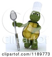 3d Tortoise Chef Presenting A Slotted Spoon