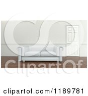 Poster, Art Print Of 3d White Sofa By A Closed Door