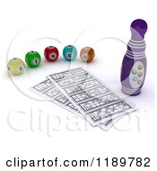 Poster, Art Print Of 3d Bingo Marker Resting By Cards And Balls 2