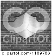 Poster, Art Print Of 3d Grayscale Brick Wall And Brushed Metal Plaque