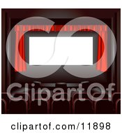 Empty Seats Facing A Red Curtain In A Theater Clipart Illustration
