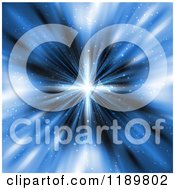 Clipart Of A Blue Star Bust Background Royalty Free Vector Illustration by KJ Pargeter