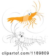 Poster, Art Print Of Cute Happy Colored And Outlined Shrimp