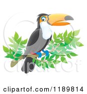 Poster, Art Print Of Happy Airbrushed Toucan Bird On A Branch