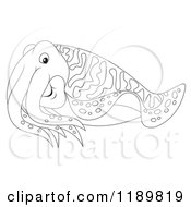 Cartoon Of A Cute Outlined Cuttlefish Royalty Free Clipart by Alex Bannykh