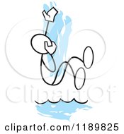 Poster, Art Print Of Stickler Man Taking The Plunge Over A Blue Accent