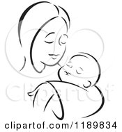 Poster, Art Print Of Black And White Sketch Of A Loving Mother Holding A Baby