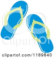 Pair Of Blue And Green Flip Flop Sandals