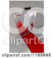 Clipart Of A 3d Red Carpet Leading To A Closed Elevator Royalty Free CGI Illustration