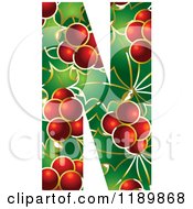 Christmas Holly And Berry Capital Letter N