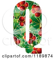 Poster, Art Print Of Christmas Holly And Berry Capital Letter Q