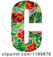 Clipart Of A Christmas Holly And Berry Capital Letter C Royalty Free Vector Illustration