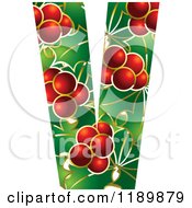 Poster, Art Print Of Christmas Holly And Berry Capital Letter V