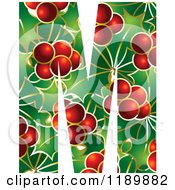 Clipart Of A Christmas Holly And Berry Capital Letter M Royalty Free Vector Illustration by Lal Perera