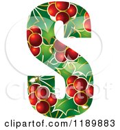Poster, Art Print Of Christmas Holly And Berry Capital Letter S
