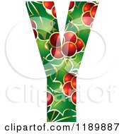 Poster, Art Print Of Christmas Holly And Berry Capital Letter Y
