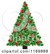 Clipart Of A Holly Berry Christmas Tree Royalty Free Vector Illustration by Lal Perera