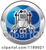 Clipart Of A Round Blue And Silver Rover Robot Icon Royalty Free Vector Illustration