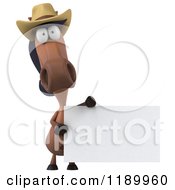 Clipart Of A 3d Happy Horse Wearing A Cowboy Hat And Holding A Sign 2 Royalty Free CGI Illustration