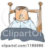 Poster, Art Print Of Boy Sick With Measles Sitting Up In Bed