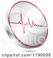 Clipart Of A Floating Round Silver And Red Pulse Icon Royalty Free Vector Illustration by Andrei Marincas