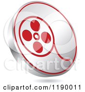 Floating Round Silver And Red Film Reel Icon