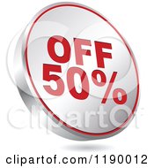 Floating Round Silver And Red Fifty Percent Off Icon