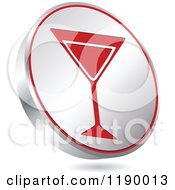 Floating Round Silver And Red Martini Glass Icon