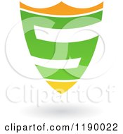 Clipart Of An Abstract Letter S In Green And Orange Shield Royalty Free Vector Illustration