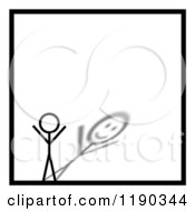 Clipart Of A Stick Man And Happy Shadow In A Black Square Border Royalty Free Illustration by oboy