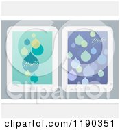Clipart Of Reto Styled Tablets With Water Droplets On The Screens Over Gray Royalty Free Vector Illustration by elena