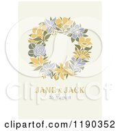 Poster, Art Print Of Retro Floral Wreath Wedding Design On Beige With Sample Text