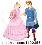 Poster, Art Print Of Happy Blond Princess And Handsome Prince Charming Couple