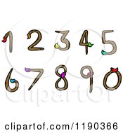 Poster, Art Print Of Set Of Numbers Made From Paintbrushes
