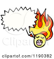 Cartoon Of A Flaming Circle Monster Speaking Royalty Free Vector Illustration