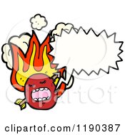 Cartoon Of A Flaming Circle Monster Speaking Royalty Free Vector Illustration