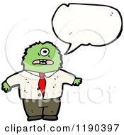 Cartoon Of A One Eyed Monster Speaking Royalty Free Vector Illustration
