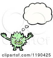 Cartoon Of A Small Furry Monster Thinking Royalty Free Vector Illustration
