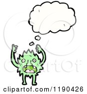 Cartoon Of A Small Furry Monster Thinking Royalty Free Vector Illustration