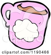 Cartoon Of A Pink Coffee Cup With A Cloud Royalty Free Vector Illustration