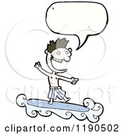 Cartoon Of A Boy Surfing And Speaking Royalty Free Vector Illustration