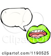 Cartoon Of Green Vampire Lips Speaking Royalty Free Vector Illustration