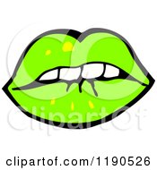 Cartoon Of Green Vampire Lips Royalty Free Vector Illustration by lineartestpilot