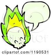 Cartoon Of Flames And A Skull Speaking Royalty Free Vector Illustration