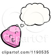 Cartoon Of A Pink Heart Thinking Royalty Free Vector Illustration