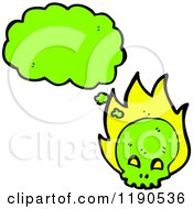 Cartoon Of A Green Skull Thinking Royalty Free Vector Illustration