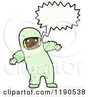 Cartoon Of A Black Man In A Radiation Suit Speaking Royalty Free Vector Illustration