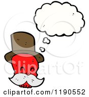 Cartoon Of A Red Skull Wearing A Top Hat Thinking Royalty Free Vector Illustration