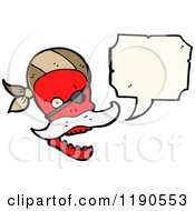 Cartoon Of A Red Pirate Skull Speaking Royalty Free Vector Illustration