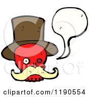 Cartoon Of A Red Skull Wearing A Top Hat Speaking Royalty Free Vector Illustration
